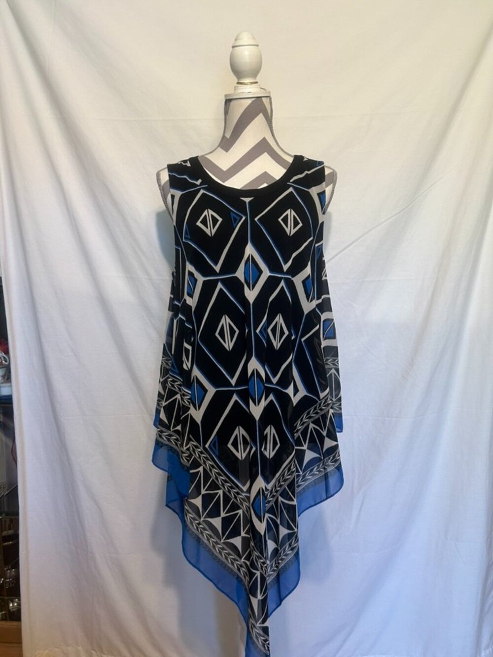 Vince Camuto Women's Sleeveless Lined Asymmetric Pullover Multicolor Dress~Sz.L